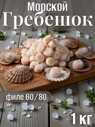 Филе Морского гребешка 60/80, Китай, 1 кг